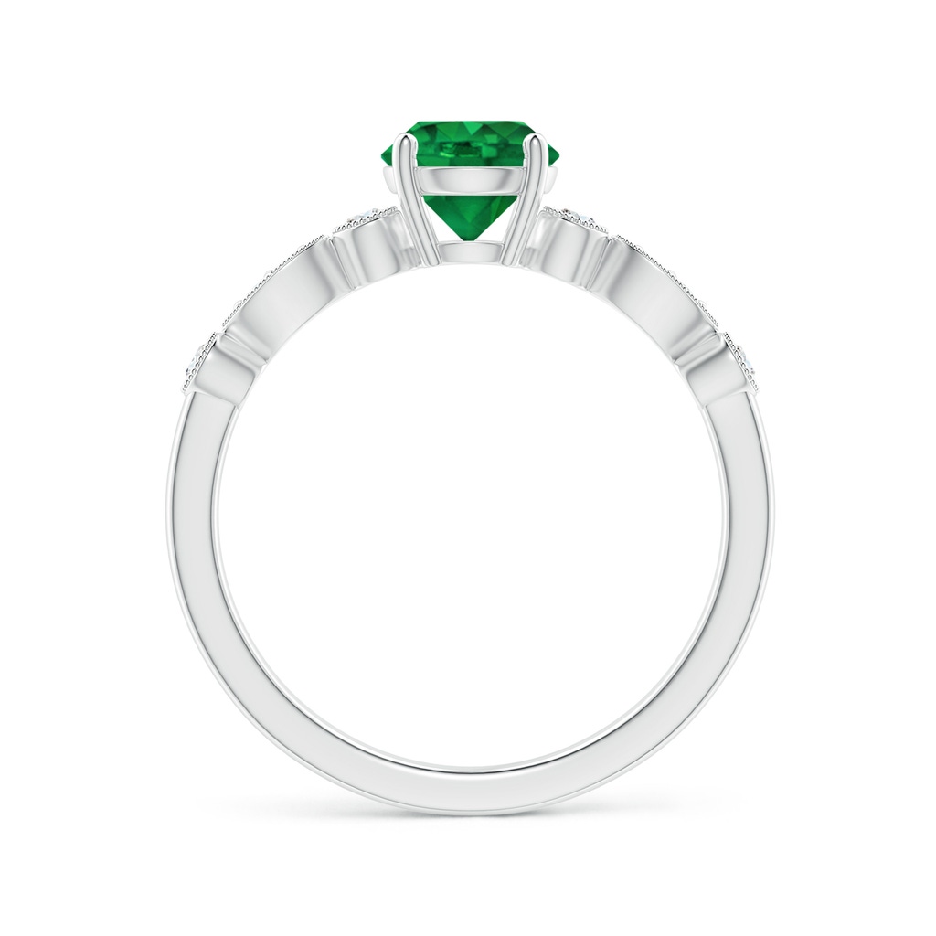 6mm AAA Marquise and Dot Emerald Engagement Ring with Diamonds in White Gold Side 1