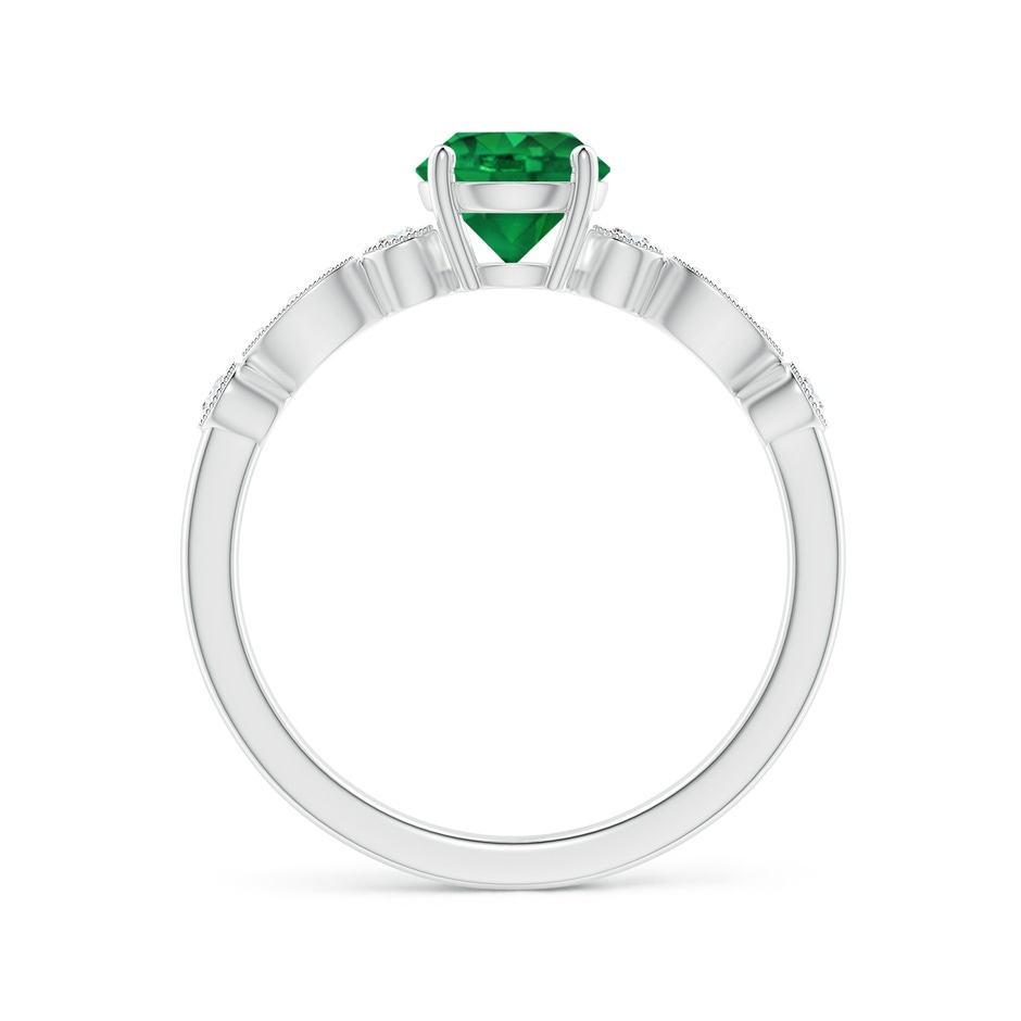 6mm AAA Marquise and Dot Emerald Engagement Ring with Diamonds in White Gold side 1