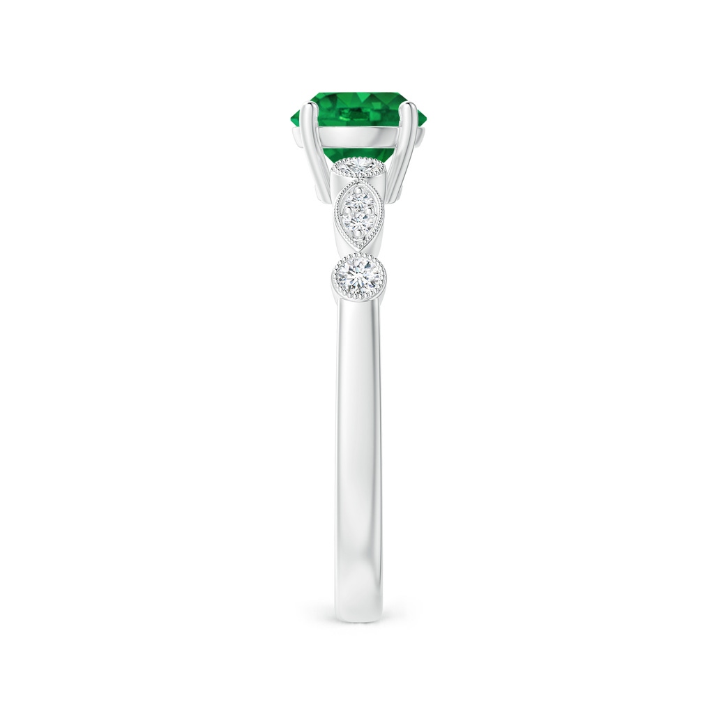 6mm AAA Marquise and Dot Emerald Engagement Ring with Diamonds in White Gold Side 2