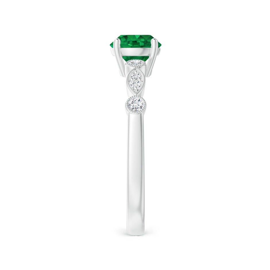 6mm AAA Marquise and Dot Emerald Engagement Ring with Diamonds in White Gold side 2