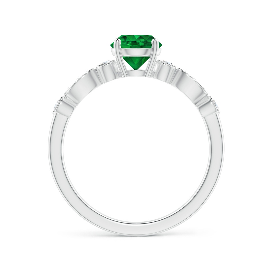 6mm AAAA Marquise and Dot Emerald Engagement Ring with Diamonds in P950 Platinum side 1