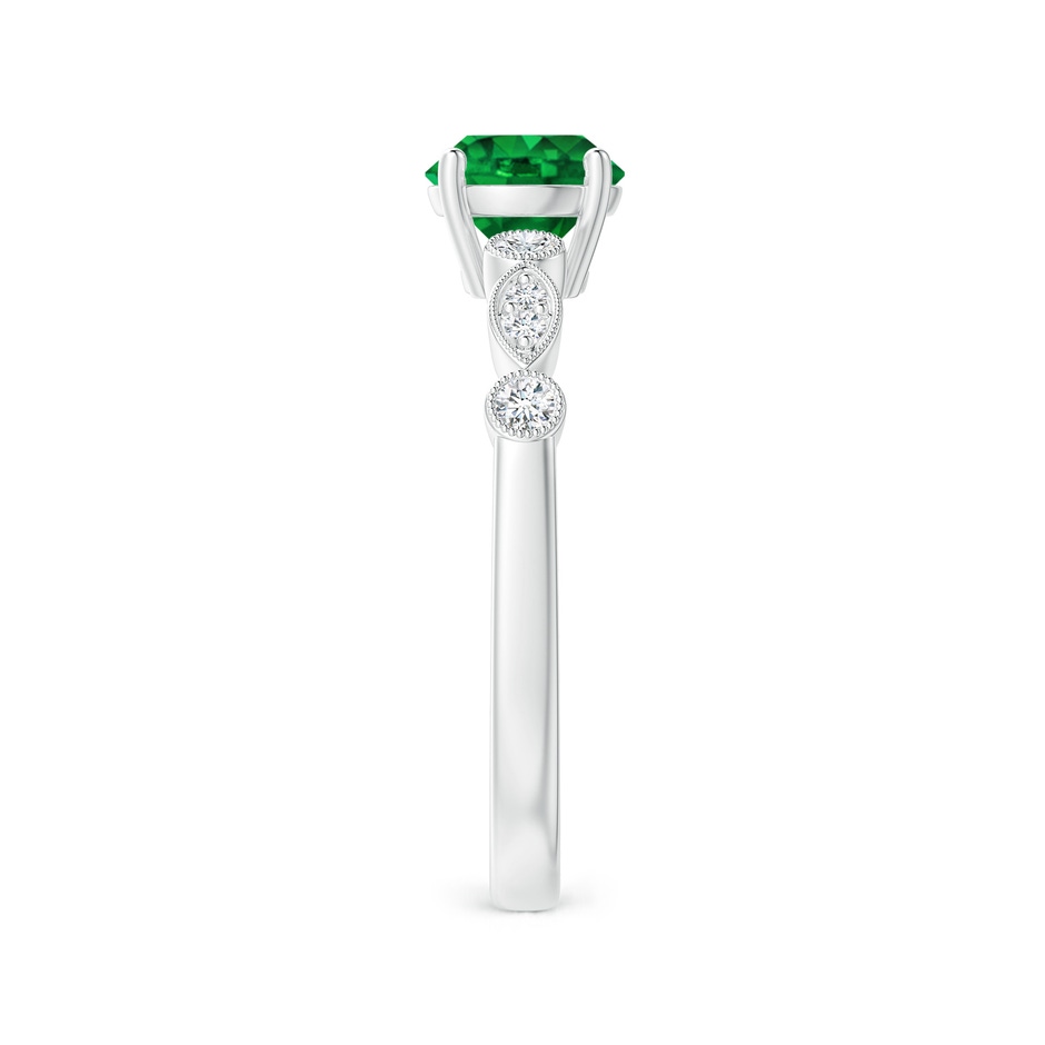 6mm AAAA Marquise and Dot Emerald Engagement Ring with Diamonds in P950 Platinum side 2