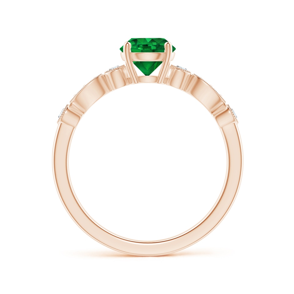 6mm AAAA Marquise and Dot Emerald Engagement Ring with Diamonds in Rose Gold side 1