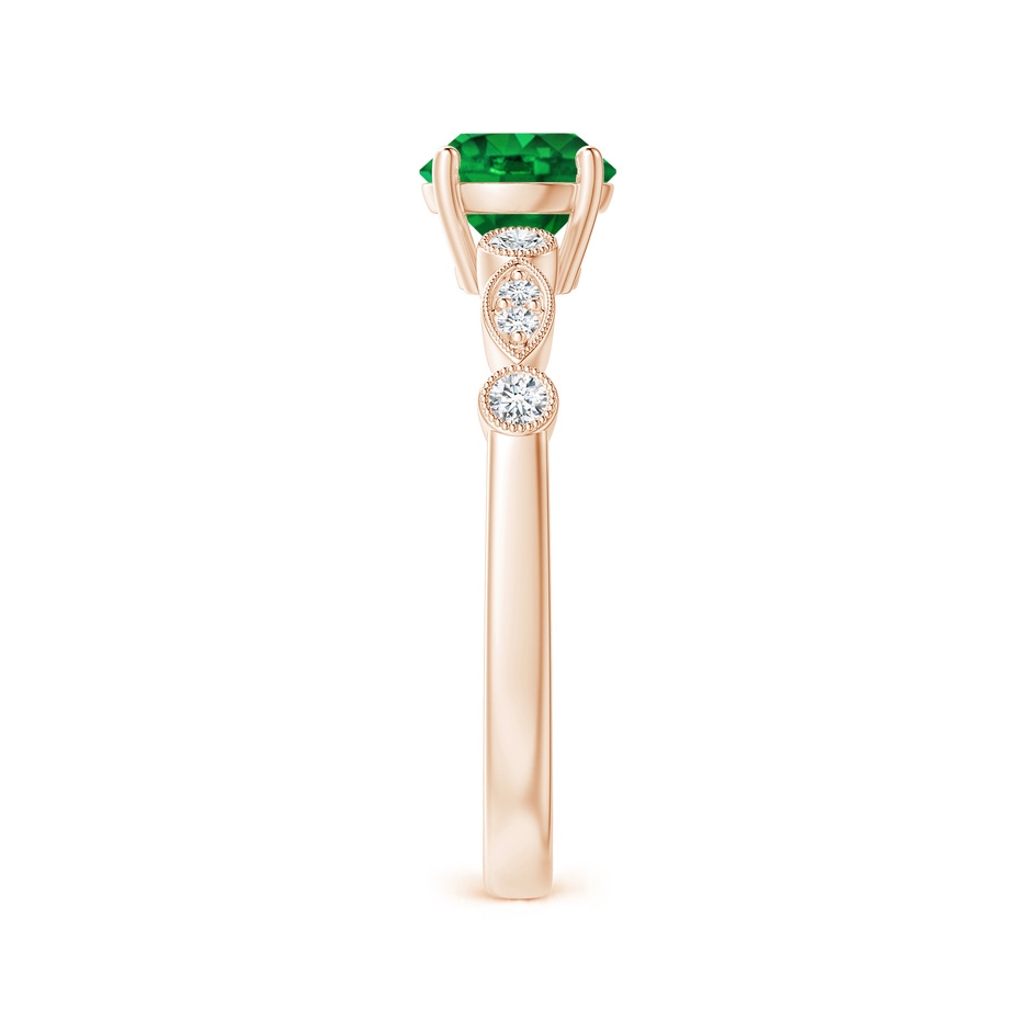 6mm AAAA Marquise and Dot Emerald Engagement Ring with Diamonds in Rose Gold side 2