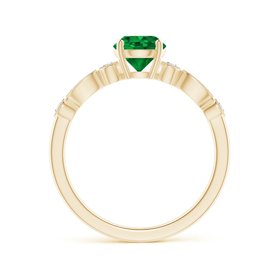 6mm AAAA Marquise and Dot Emerald Engagement Ring with Diamonds in Yellow Gold side 1