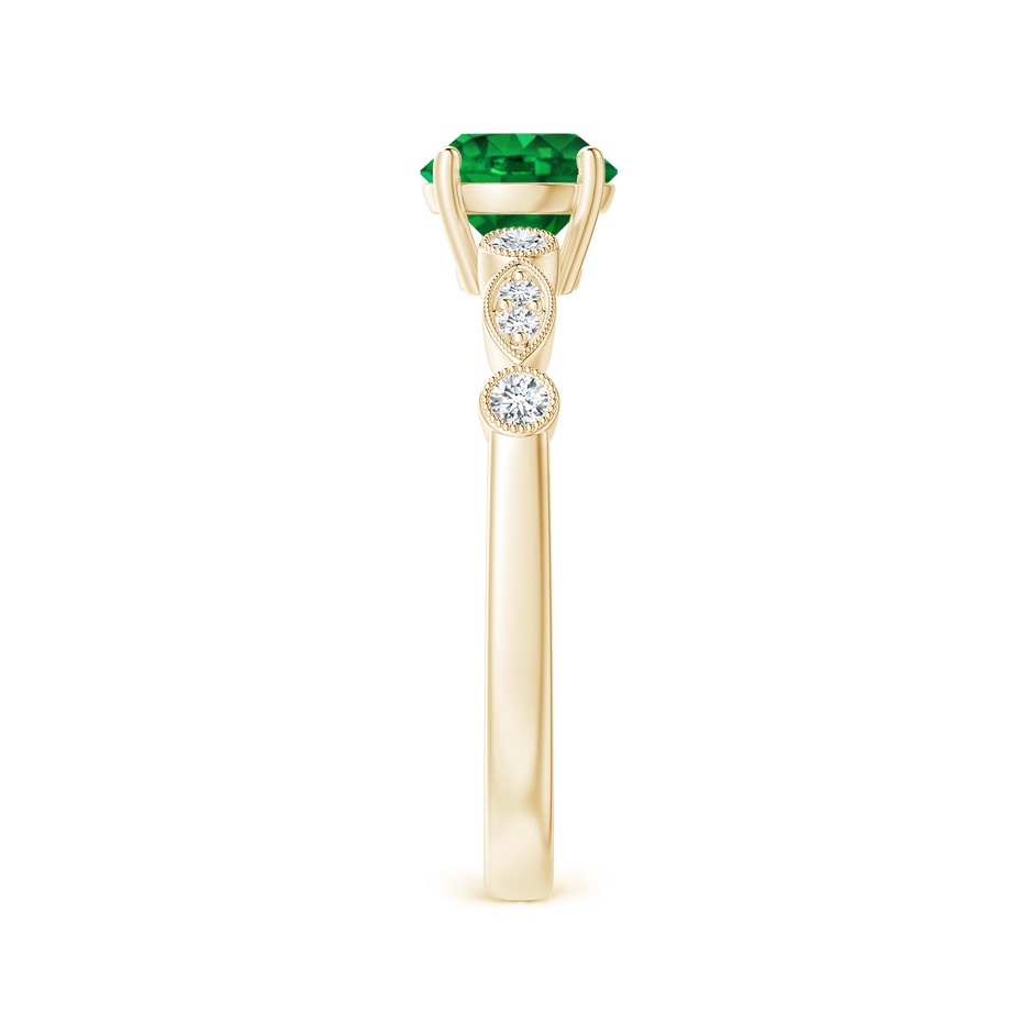6mm AAAA Marquise and Dot Emerald Engagement Ring with Diamonds in Yellow Gold side 2