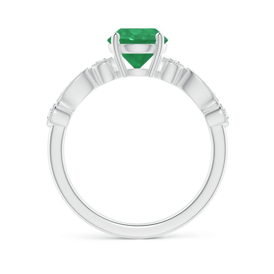 7mm A Marquise and Dot Emerald Engagement Ring with Diamonds in P950 Platinum side 1