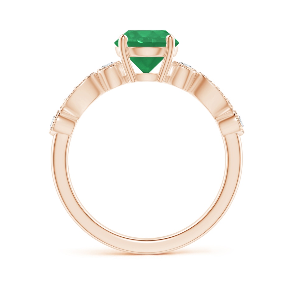 7mm A Marquise and Dot Emerald Engagement Ring with Diamonds in Rose Gold side 1