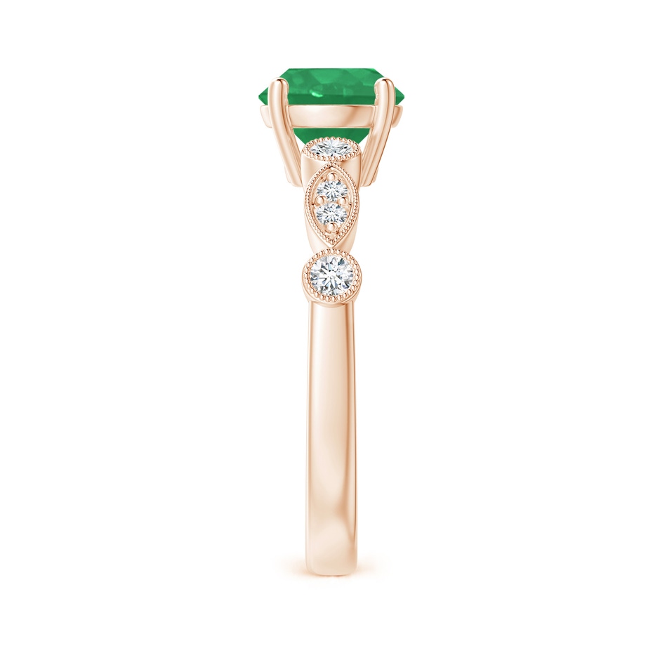 7mm A Marquise and Dot Emerald Engagement Ring with Diamonds in Rose Gold side 2