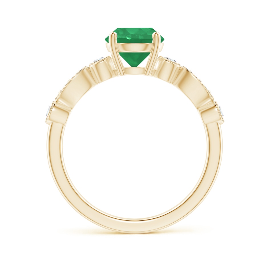 7mm A Marquise and Dot Emerald Engagement Ring with Diamonds in Yellow Gold side 1