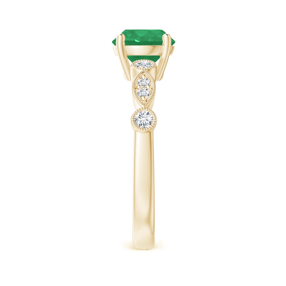 7mm A Marquise and Dot Emerald Engagement Ring with Diamonds in Yellow Gold side 2