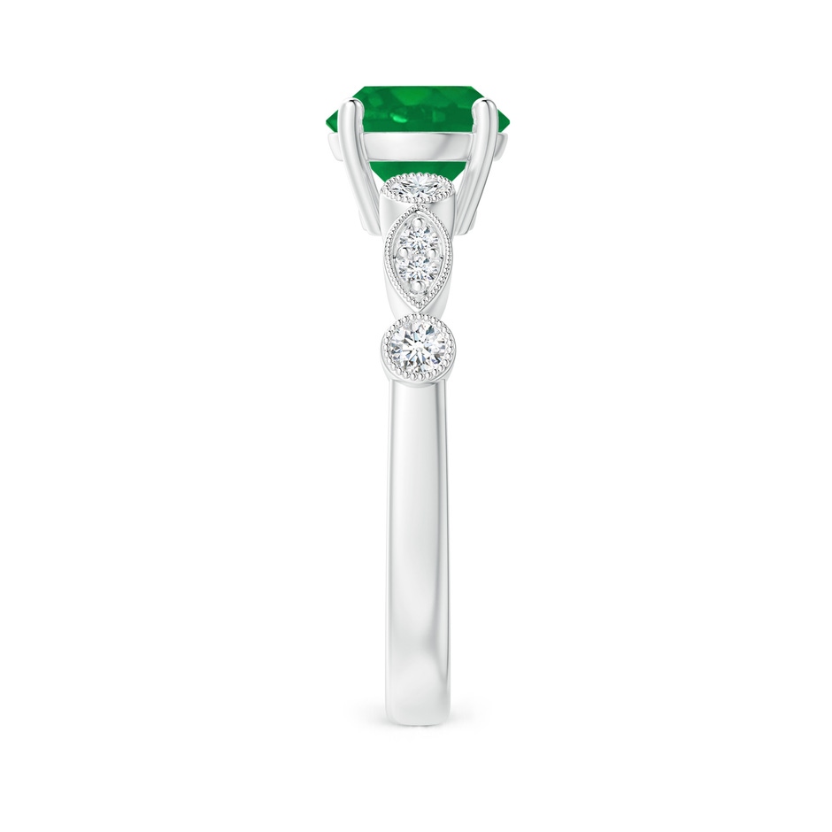 7mm AA Marquise and Dot Emerald Engagement Ring with Diamonds in White Gold side 2