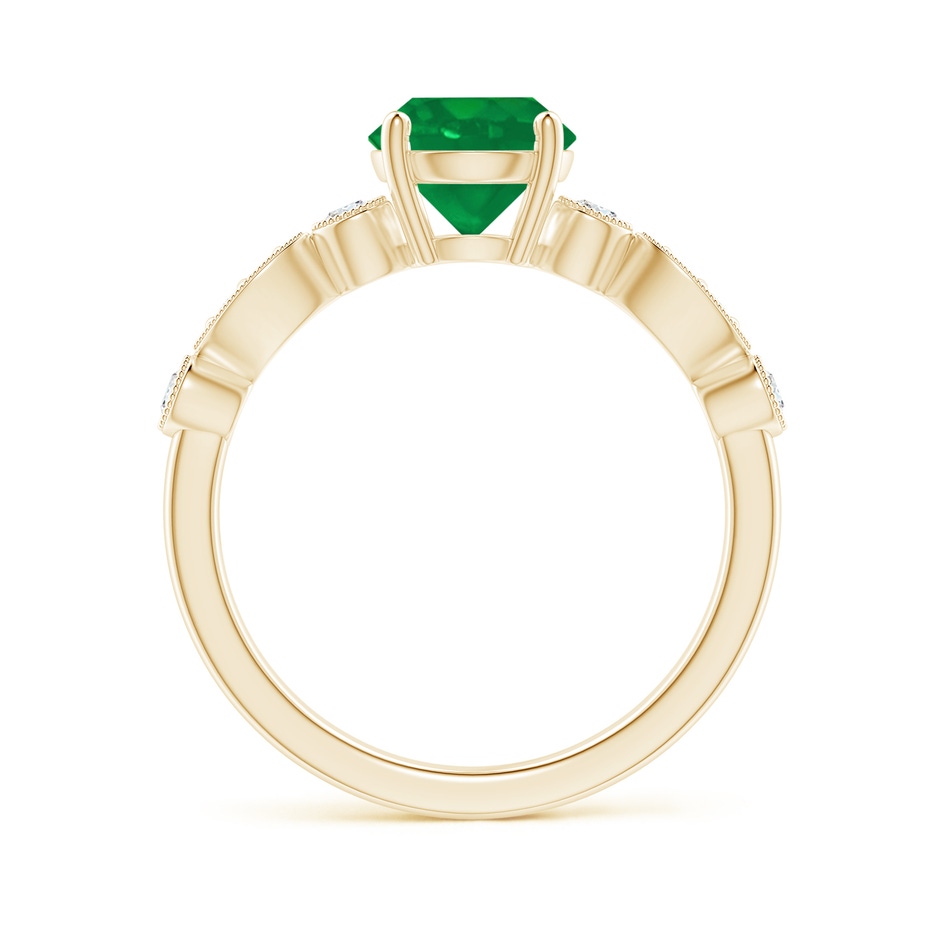 7mm AA Marquise and Dot Emerald Engagement Ring with Diamonds in Yellow Gold side 1