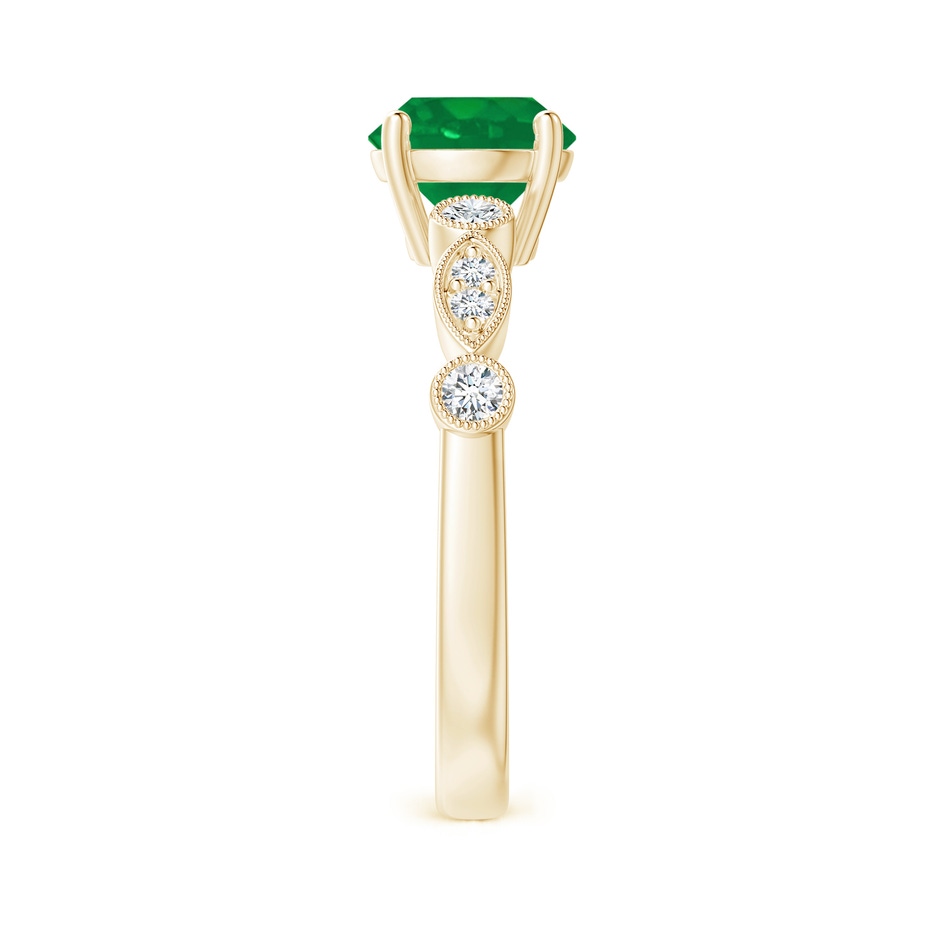 7mm AA Marquise and Dot Emerald Engagement Ring with Diamonds in Yellow Gold side 2