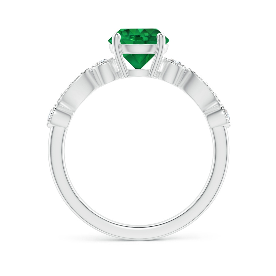 7mm AAA Marquise and Dot Emerald Engagement Ring with Diamonds in P950 Platinum side 1