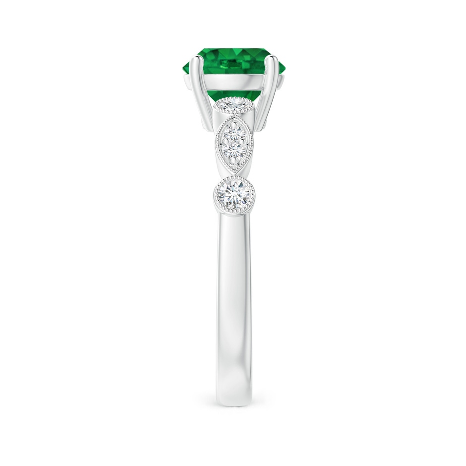 7mm AAA Marquise and Dot Emerald Engagement Ring with Diamonds in P950 Platinum side 2