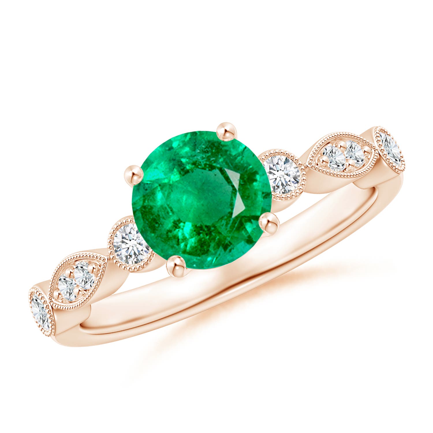 AAA - Emerald / 1.35 CT / 14 KT Rose Gold