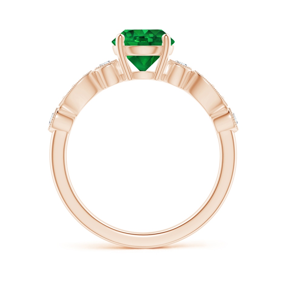 7mm AAAA Marquise and Dot Emerald Engagement Ring with Diamonds in Rose Gold side 1