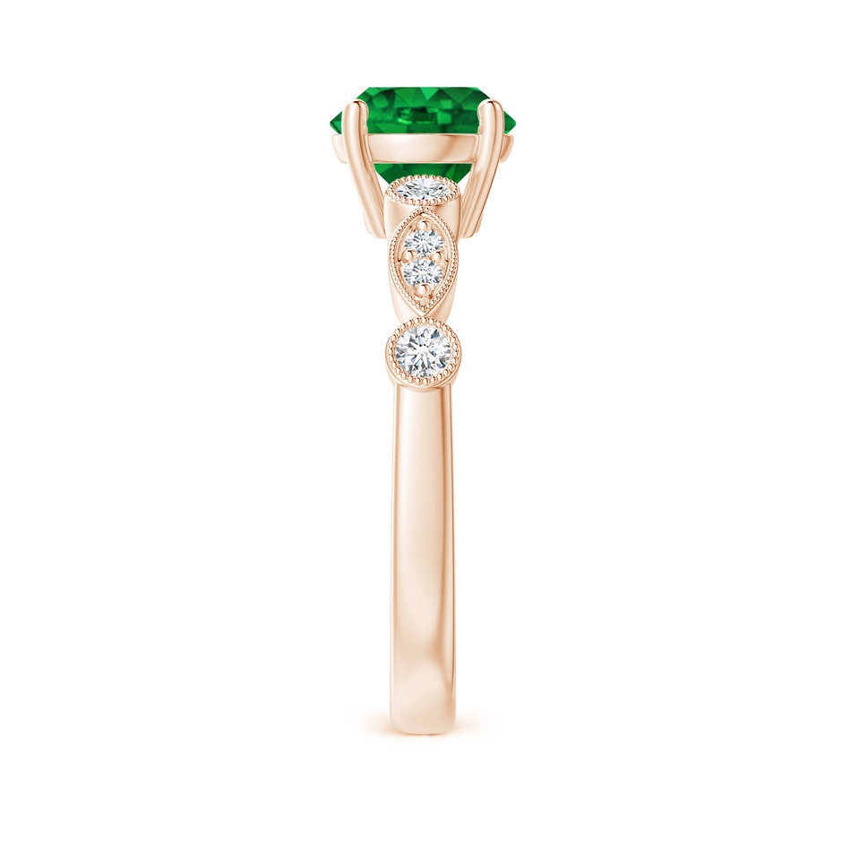 7mm AAAA Marquise and Dot Emerald Engagement Ring with Diamonds in Rose Gold side 2