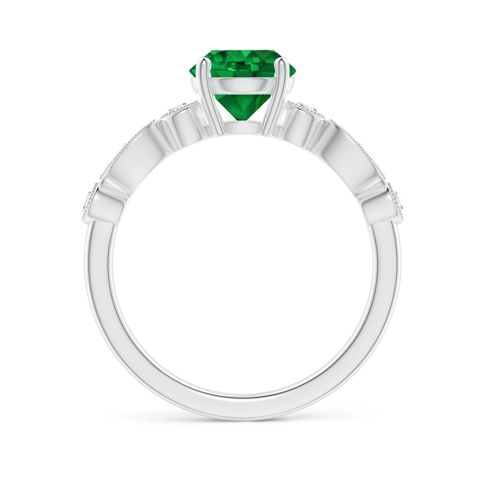 7mm AAAA Marquise and Dot Emerald Engagement Ring with Diamonds in White Gold side 1