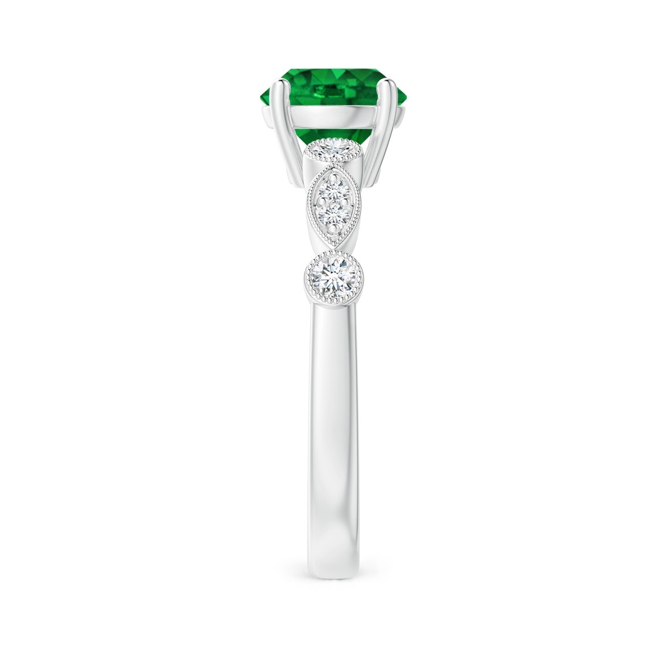 7mm AAAA Marquise and Dot Emerald Engagement Ring with Diamonds in White Gold side 2