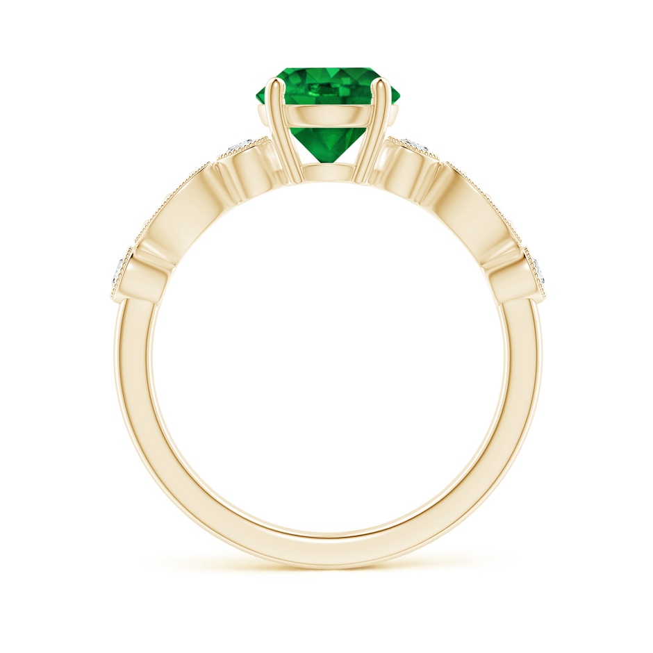 7mm AAAA Marquise and Dot Emerald Engagement Ring with Diamonds in Yellow Gold side 1