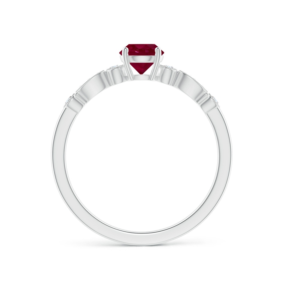 5mm A Marquise and Dot Ruby Engagement Ring with Diamonds in P950 Platinum side 1