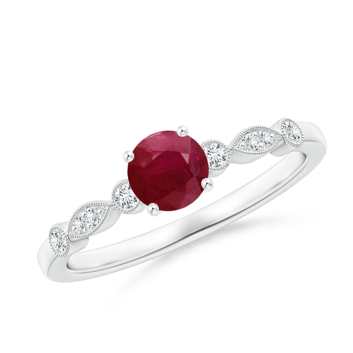 A - Ruby / 0.7 CT / 14 KT White Gold