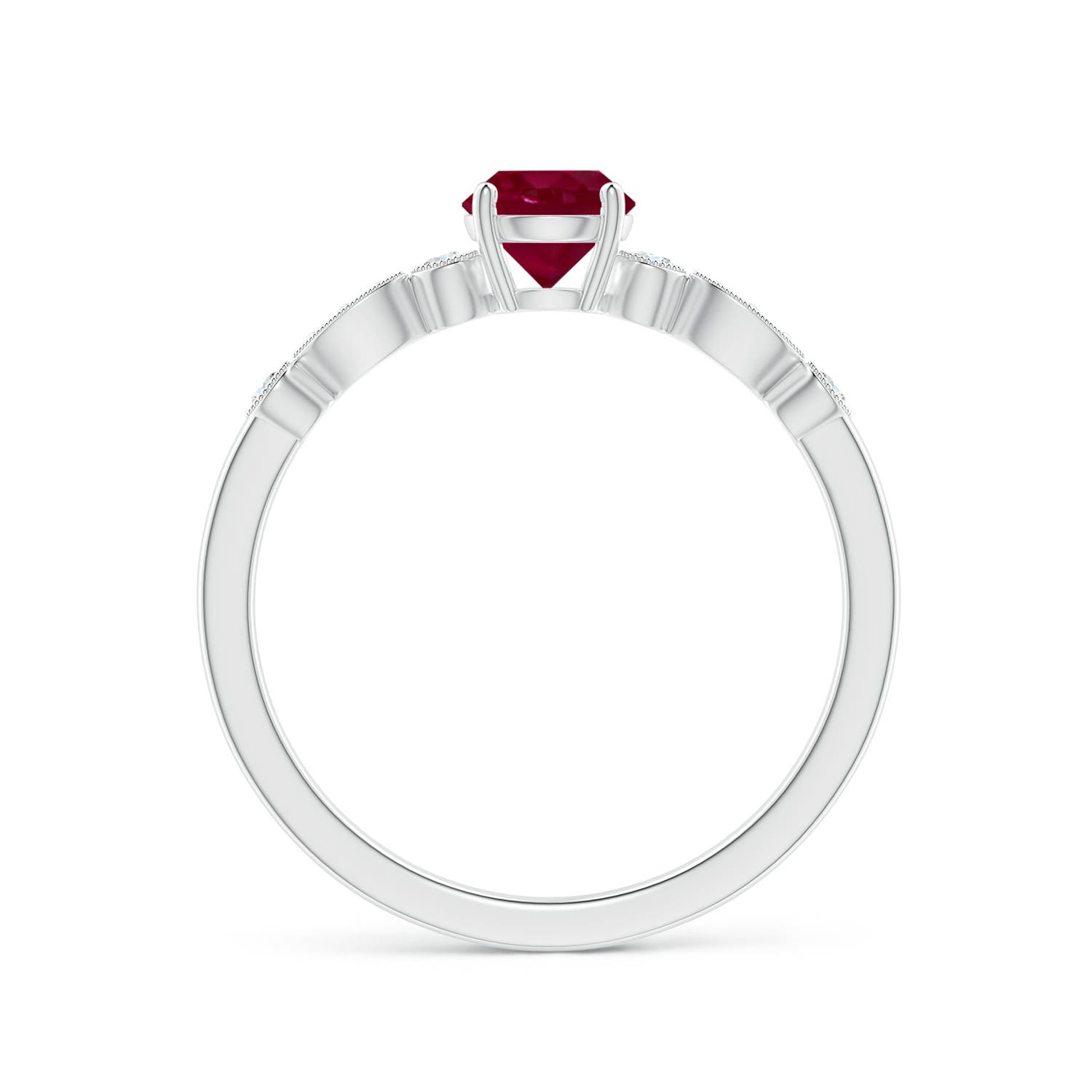 A - Ruby / 0.7 CT / 14 KT White Gold