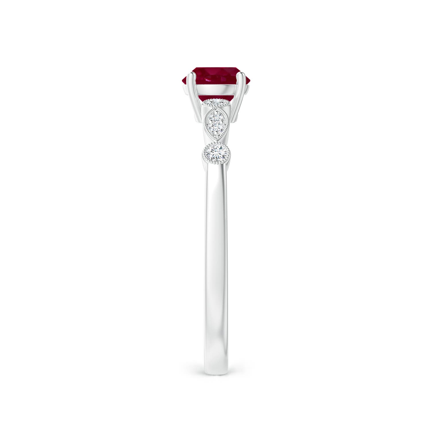 A - Ruby / 0.7 CT / 14 KT White Gold