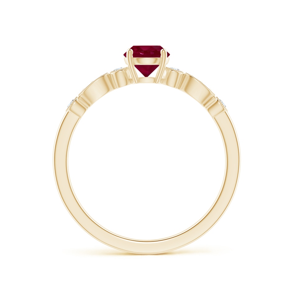 5mm A Marquise and Dot Ruby Engagement Ring with Diamonds in Yellow Gold side 1