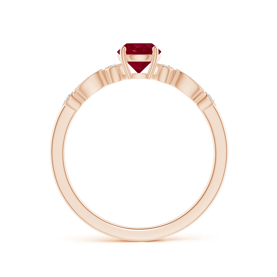 5mm AA Marquise and Dot Ruby Engagement Ring with Diamonds in Rose Gold side 1