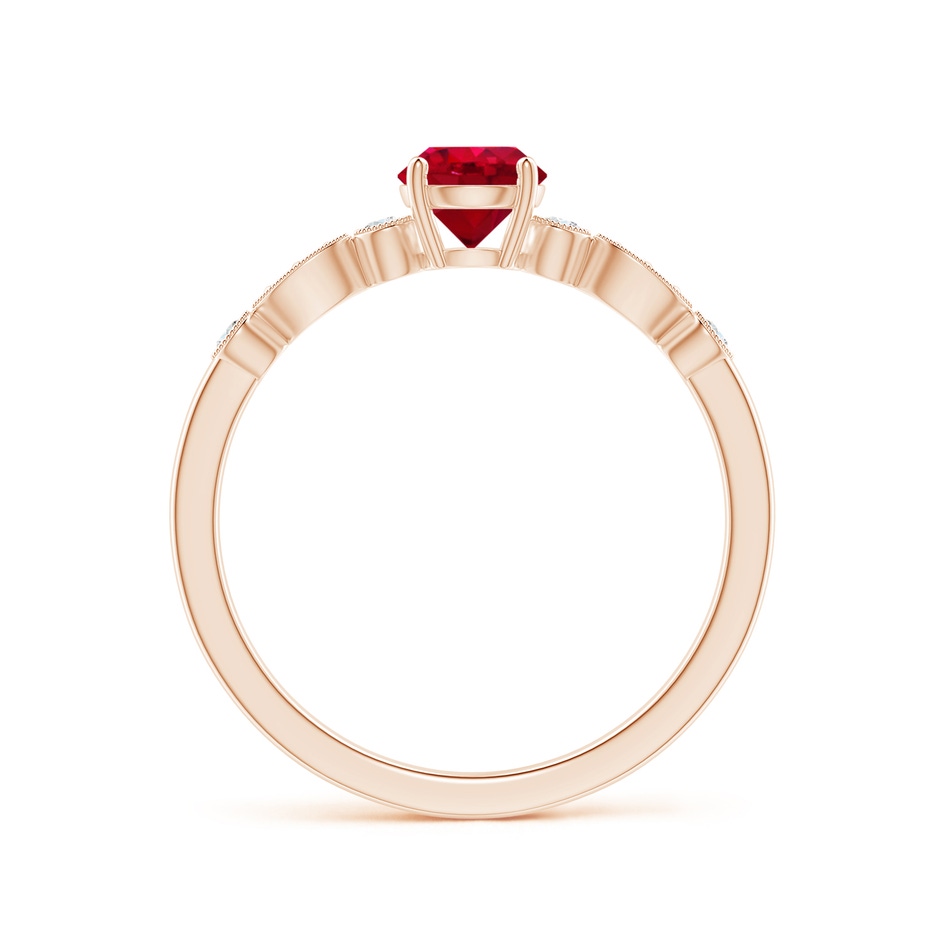 5mm AAA Marquise and Dot Ruby Engagement Ring with Diamonds in 9K Rose Gold side-1