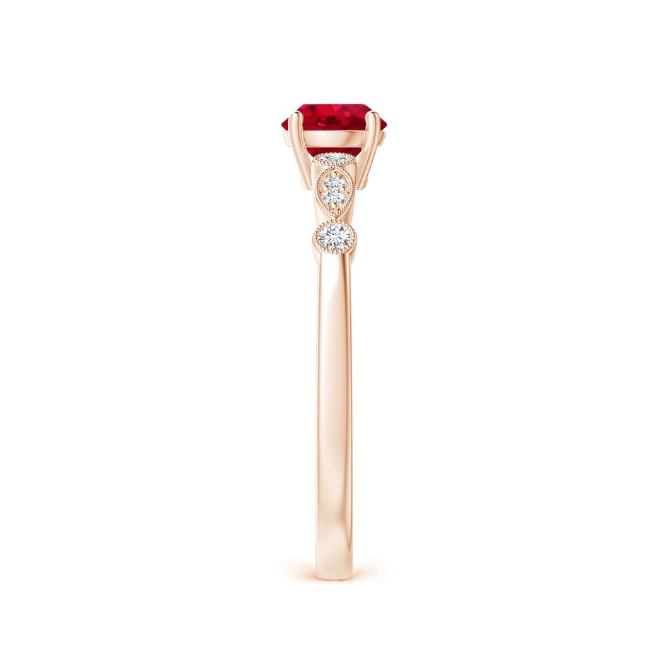 5mm AAA Marquise and Dot Ruby Engagement Ring with Diamonds in 9K Rose Gold side-2