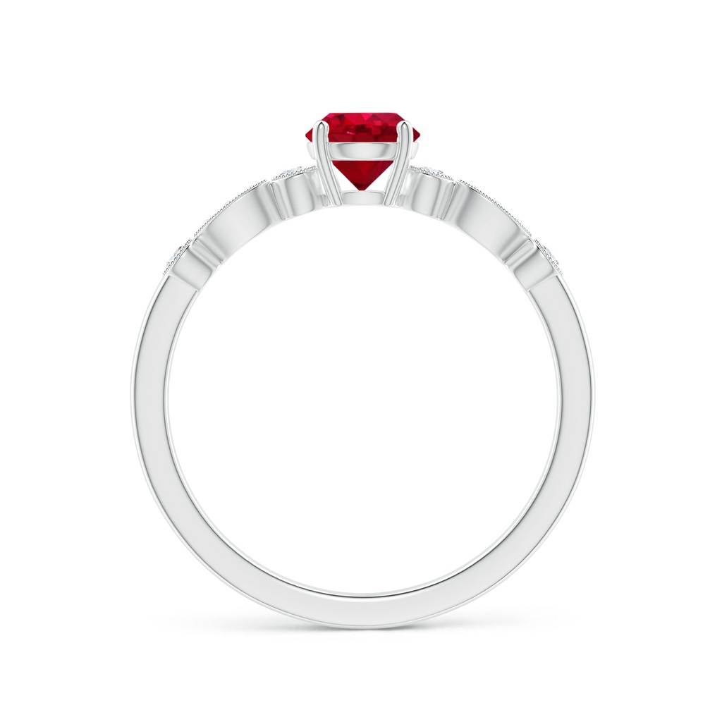 5mm AAA Marquise and Dot Ruby Engagement Ring with Diamonds in White Gold Side 1