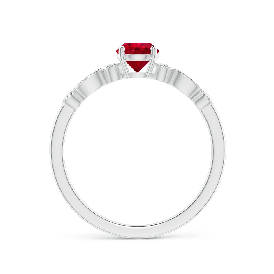 5mm AAA Marquise and Dot Ruby Engagement Ring with Diamonds in White Gold side 1