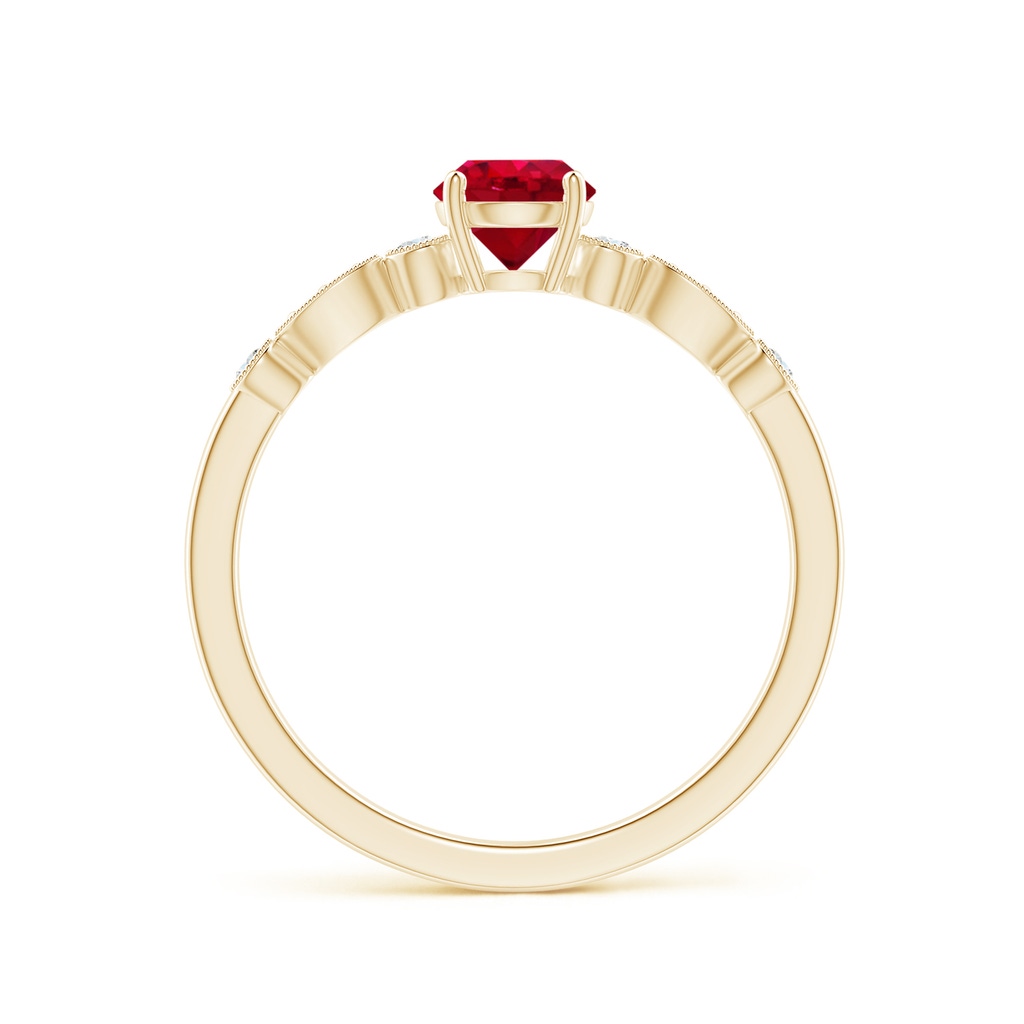 5mm AAA Marquise and Dot Ruby Engagement Ring with Diamonds in Yellow Gold Side 1