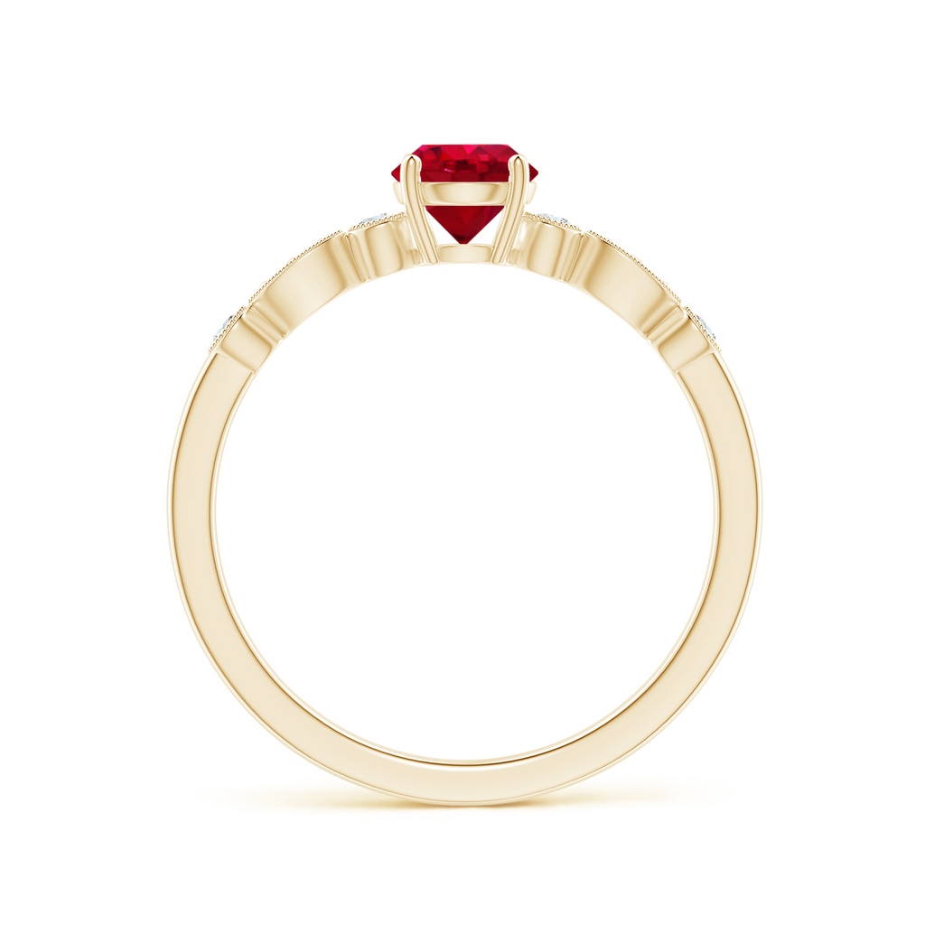 5mm AAA Marquise and Dot Ruby Engagement Ring with Diamonds in Yellow Gold - side 1