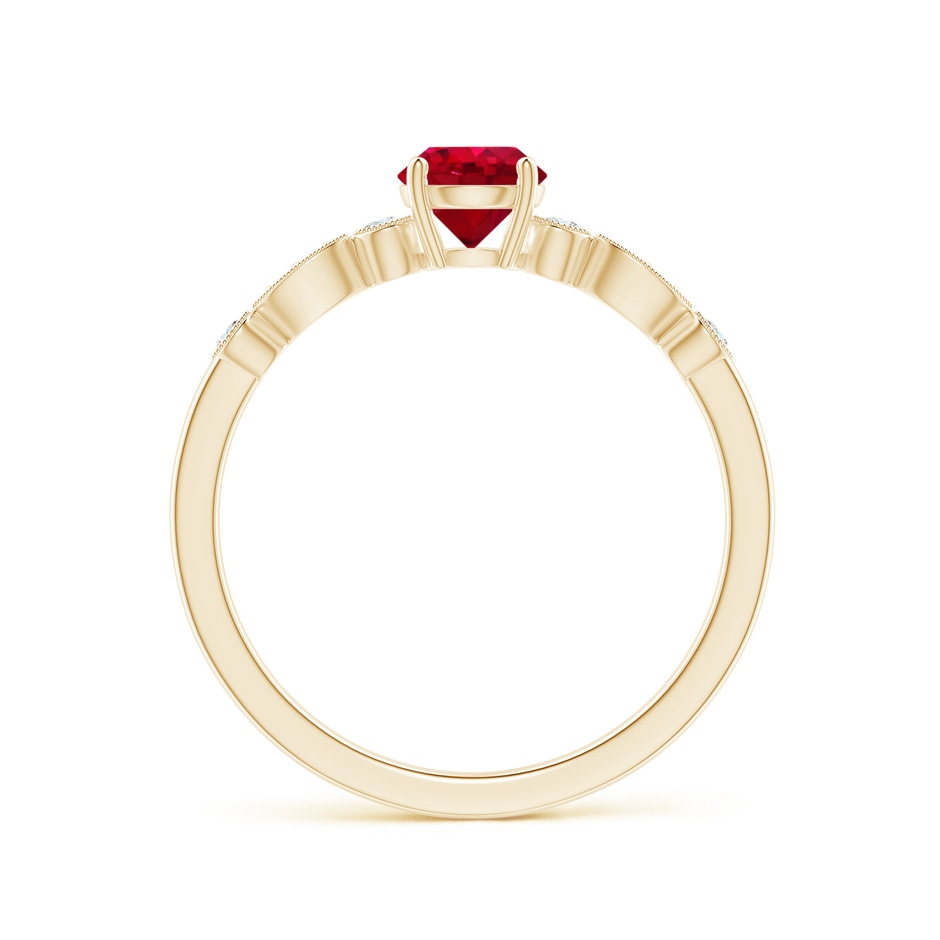 5mm AAA Marquise and Dot Ruby Engagement Ring with Diamonds in Yellow Gold side 1