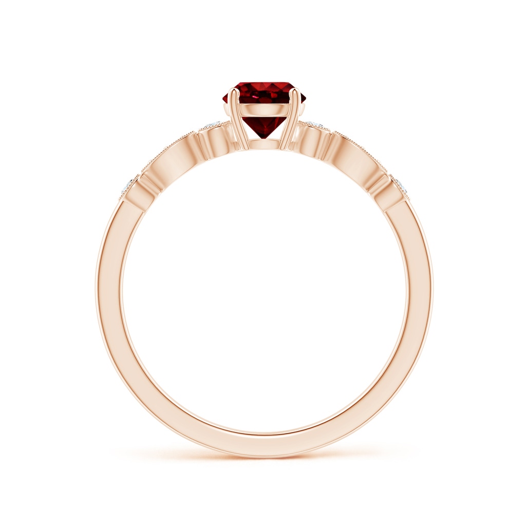 5mm AAAA Marquise and Dot Ruby Engagement Ring with Diamonds in Rose Gold - side 1