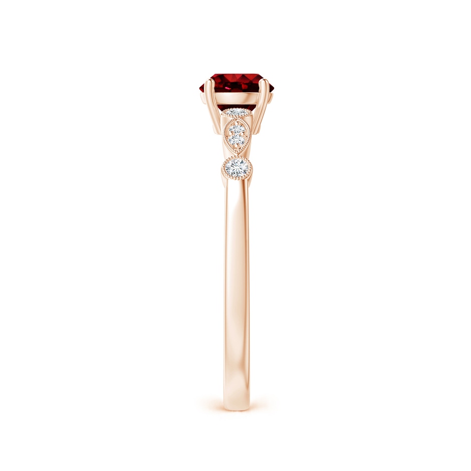 5mm AAAA Marquise and Dot Ruby Engagement Ring with Diamonds in Rose Gold side 2
