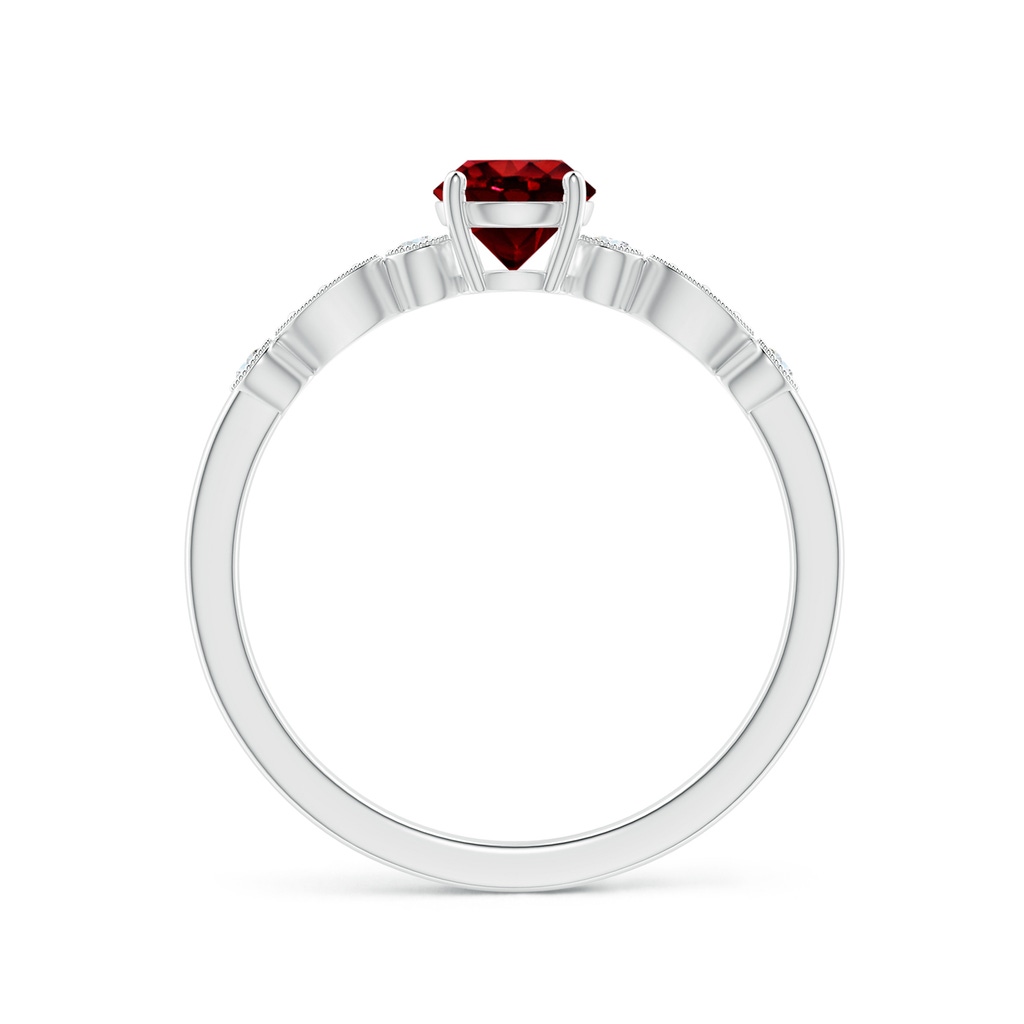 5mm AAAA Marquise and Dot Ruby Engagement Ring with Diamonds in White Gold - side 1