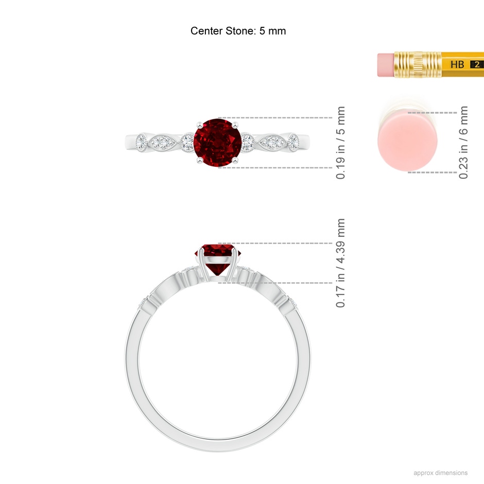 5mm Lab-Grown Marquise and Dot Ruby Engagement Ring with Diamonds in White Gold ruler