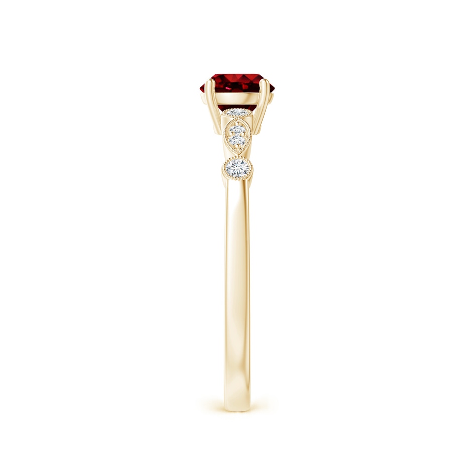5mm Lab-Grown Marquise and Dot Ruby Engagement Ring with Diamonds in Yellow Gold side 2