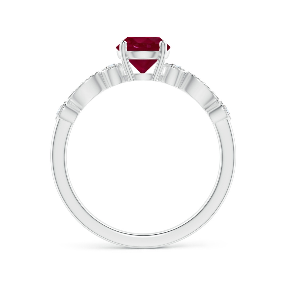 6mm A Marquise and Dot Ruby Engagement Ring with Diamonds in P950 Platinum side 1