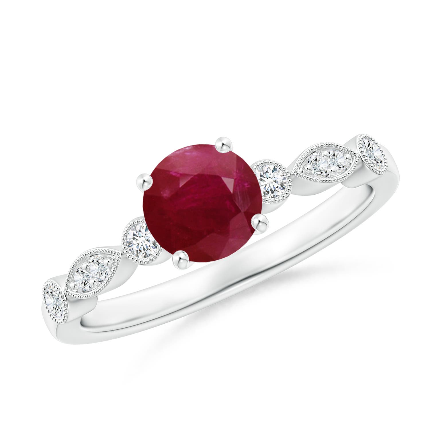 A - Ruby / 1.12 CT / 14 KT White Gold