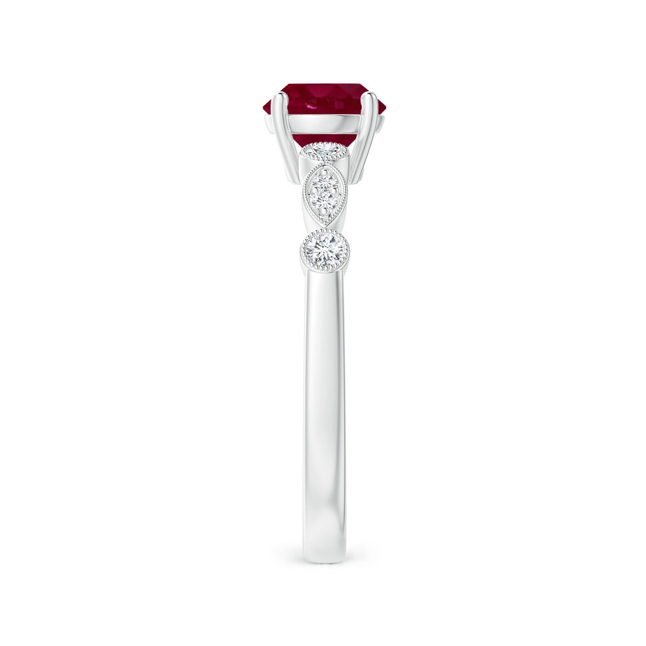 6mm A Marquise and Dot Ruby Engagement Ring with Diamonds in White Gold side 2