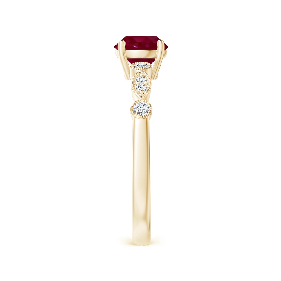 6mm A Marquise and Dot Ruby Engagement Ring with Diamonds in Yellow Gold side 2