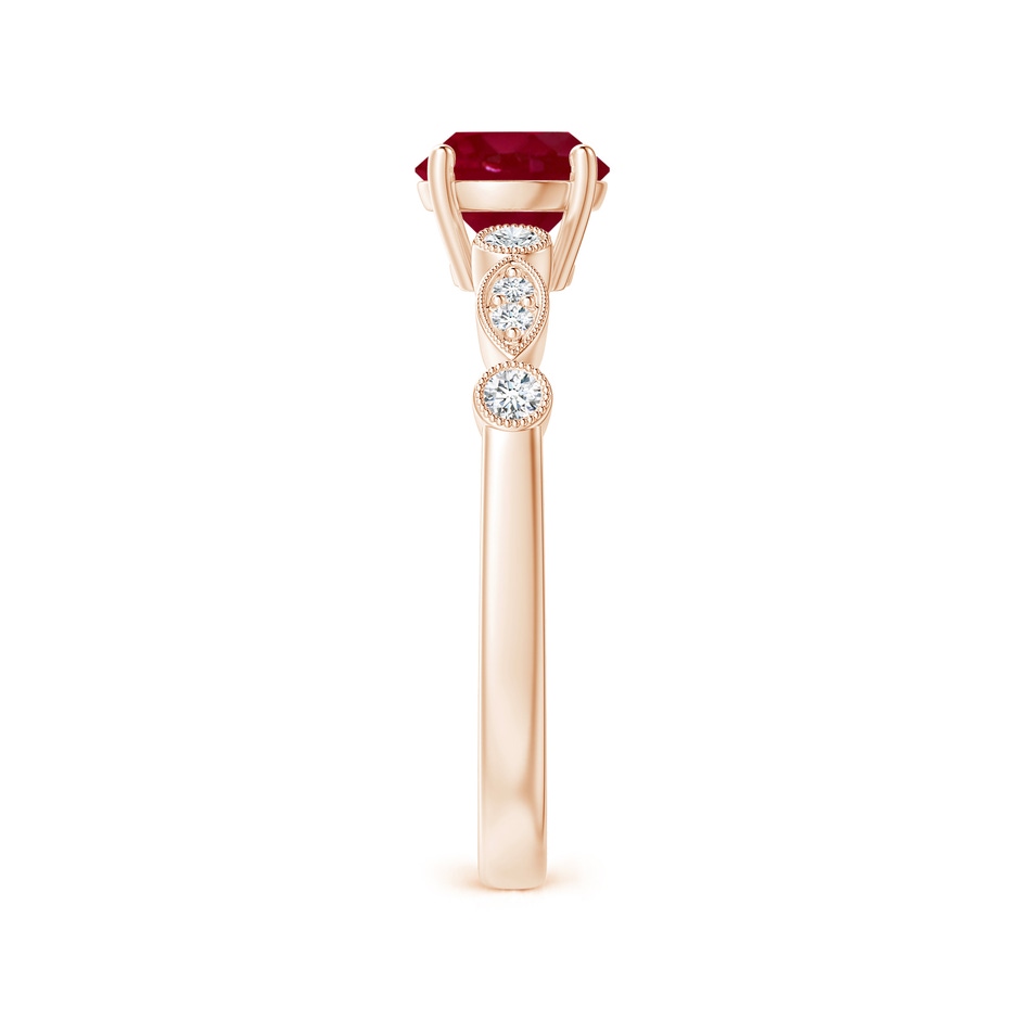6mm AA Marquise and Dot Ruby Engagement Ring with Diamonds in Rose Gold side 2