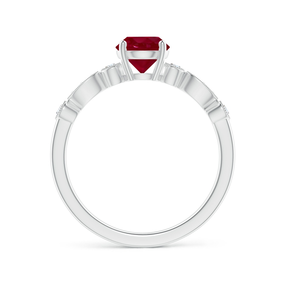 6mm AA Marquise and Dot Ruby Engagement Ring with Diamonds in White Gold side 1
